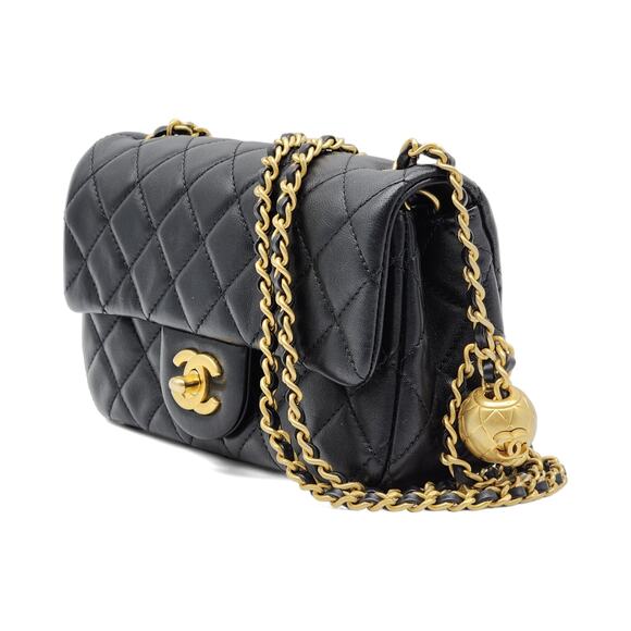 Chanel Quilted Lambskin Leather Pearl Crush Mini Flap Bag in Black - Picture 3 of 14
